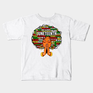 Juneteenth Melanin Black Women Natural Hair Afro Word Art Kids T-Shirt